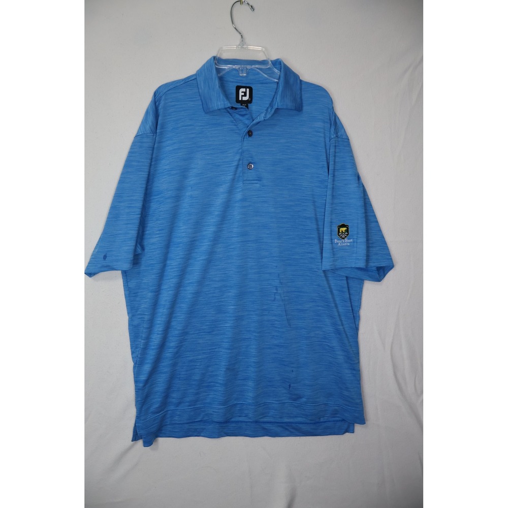FootJoy Mens Golf Polo Shirt Blue Space Dye Bear's Best Atlanta Logo Large